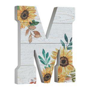 - 10" Wood Lettes For Wall Decor, Sunflower Tabletop Alphabet Decoration, Diy🙉